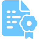 Blue certificate and badge illustration